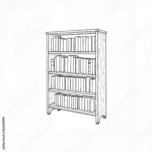 Bookshelf with books in a minimalist line art design