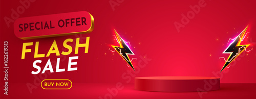Flash Sale. Colorful discount sale podium. Special offer composition. Vector illustration