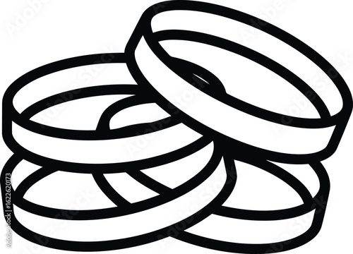 Rubber bands: a stack of rubber bands creating a versatile graphic element, these elastic bands can be used for a wide range of projects and applications. 