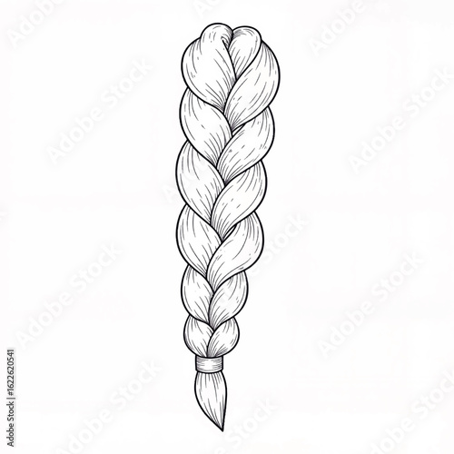 Illustration of a braided hair in black and white