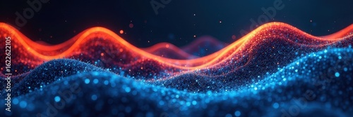 Abstract color wave; grainy blue orange black noise, texture, visual