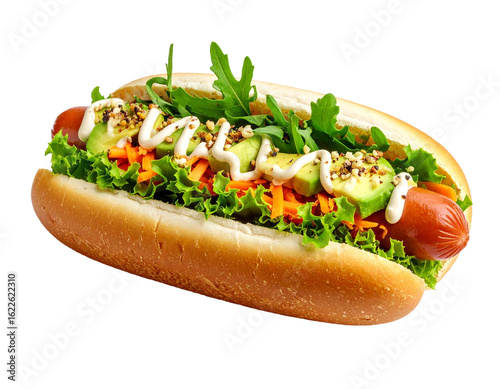 Healthy Vegan Hot Dog with Mustard and Ketchup