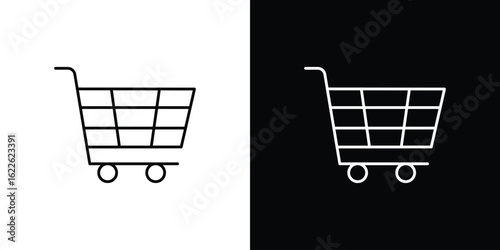 Shopping cart icon vector logo outline. thin line symbols