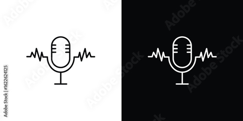 Voice recognition icon vector logo outline. thin line symbols