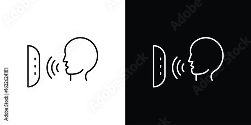 Voice control icon vector logo outline. thin line symbols