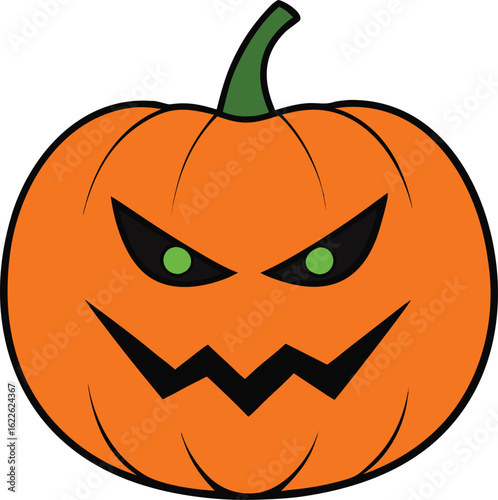 evil pumpkin face on transparent background