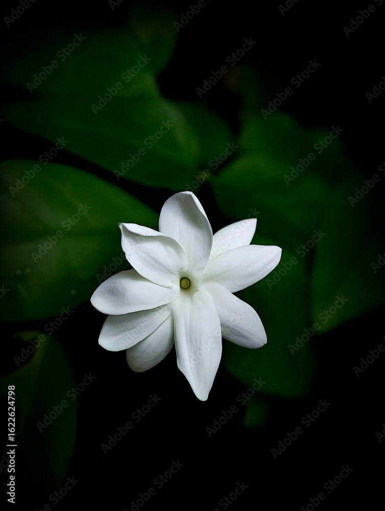 Fototapeta premium white frangipani on black background