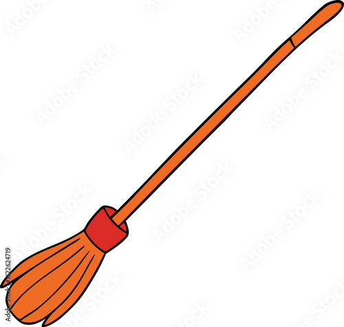 flying broomstick on transparent background