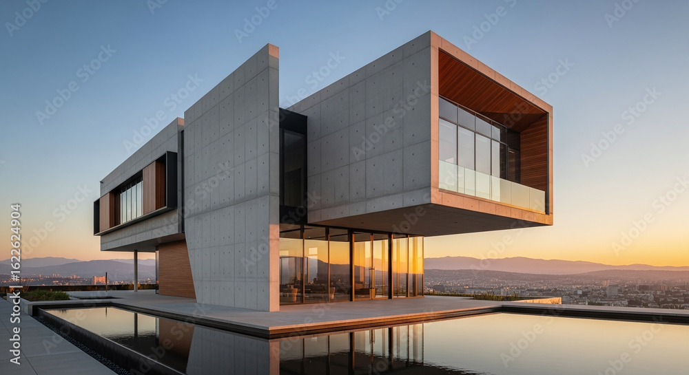 Fototapeta premium modern building at sunset