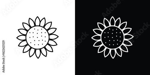 Sunflower icon vector logo outline. thin line symbols