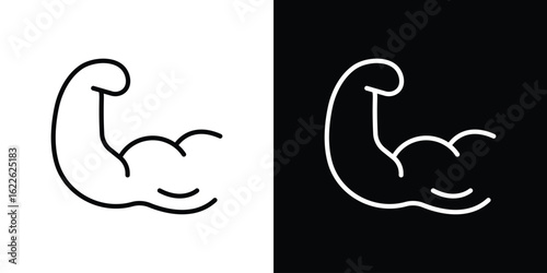 Strong arm icon vector logo outline. thin line symbols