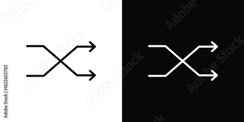 Shuffle icon vector logo outline. thin line symbols