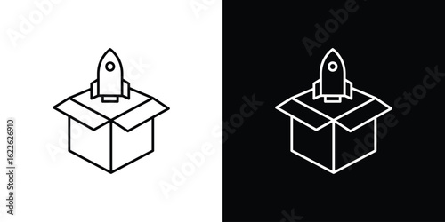 Product release icon vector logo outline. thin line symbols