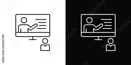 Online course icon vector logo outline. thin line symbols