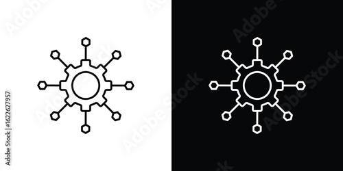 Microservices icon vector logo outline. thin line symbols