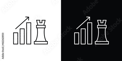 Marketing strategy icon vector logo outline. thin line symbols