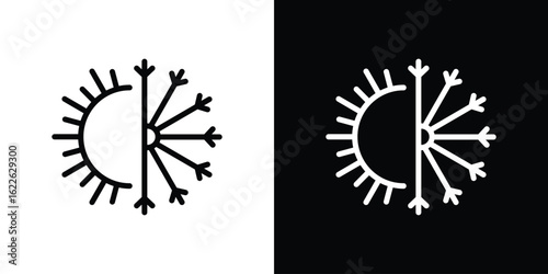 Hot and cold icon vector logo outline. thin line symbols