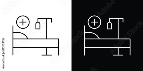 Hospital bed icon vector logo outline. thin line symbols