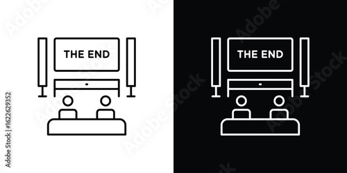 Home cinema icon vector logo outline. thin line symbols