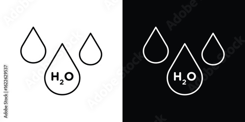 H2o icon vector logo outline. thin line symbols