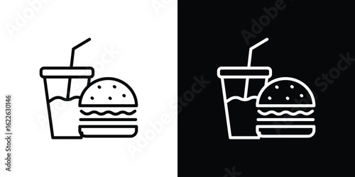 Fast food icon vector logo outline. thin line symbols