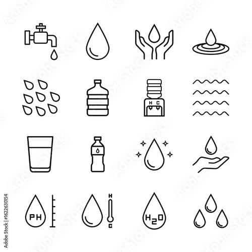 Water line icons set design. Water icon vector design