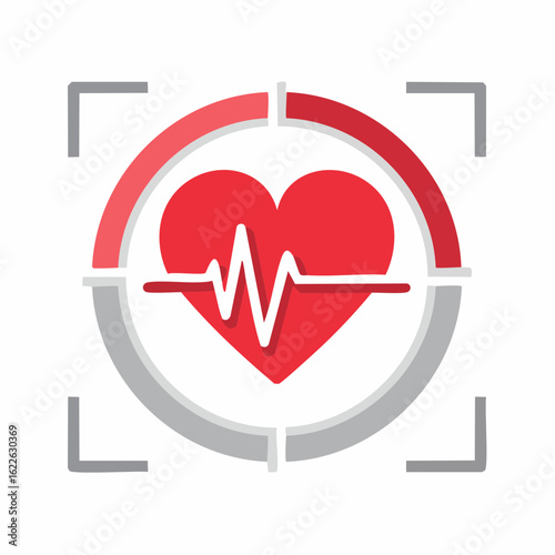 Focused Vitality: A dynamic representation of a heart's rhythm, centered within a precise targeting reticle, symbolizing health, wellness, and medical precision.