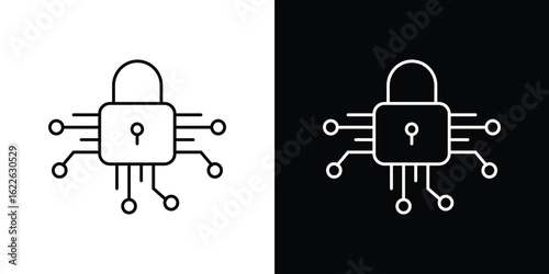 Digital Locked icon vector logo outline. thin line symbols