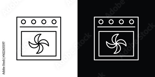 Convection turbofan stove icon vector logo outline. thin line symbols