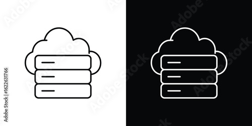 Cloud server icon vector logo outline. thin line symbols