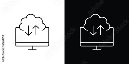 Cloud computing icon vector logo outline. thin line symbols