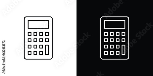 Calculator icon vector logo outline. thin line symbols