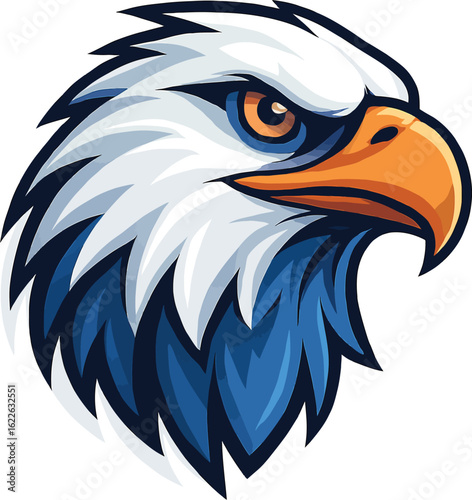 American bald eagle head cartoon vector illustration with freedom symbol design