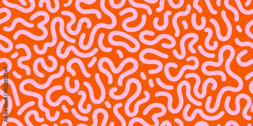 Abstract pink line pattern on orange background seamless vector design