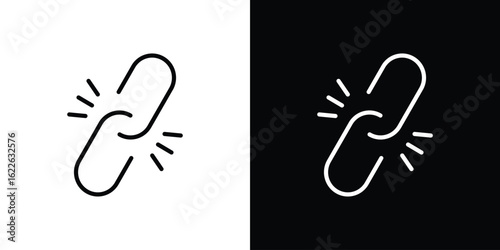 Broken link icon vector logo outline. thin line symbols