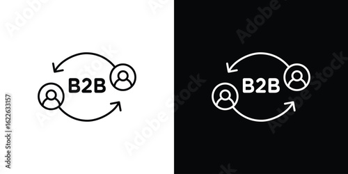 B2B icon vector logo outline. thin line symbols