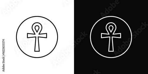 Ankh icon vector logo outline. thin line symbols