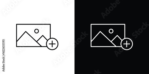 Add photos icon vector logo outline. thin line symbols