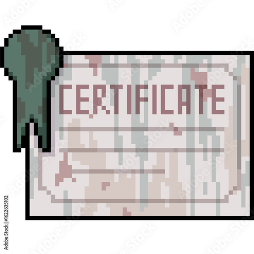 pixel art of certificate paper document abandon