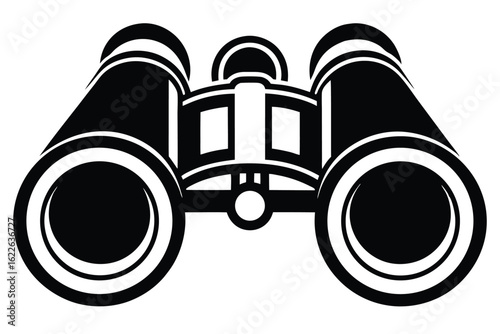 Minimalist Black Binoculars Illustration Clarity and Vision for Exploration and Observation Tools