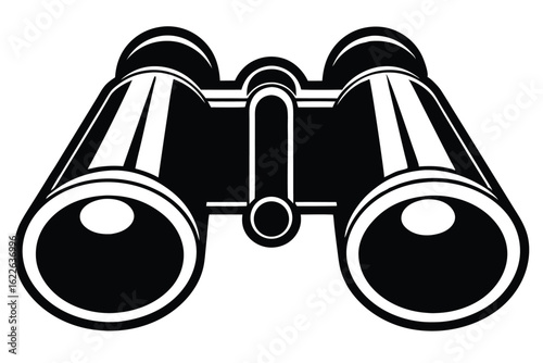 Graphic Black and White Binoculars Illustration Viewing, Exploration, and Optical Equipment Design