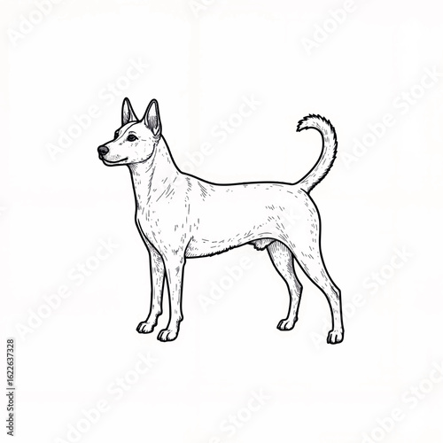 Illustration of a standing dog on a white background