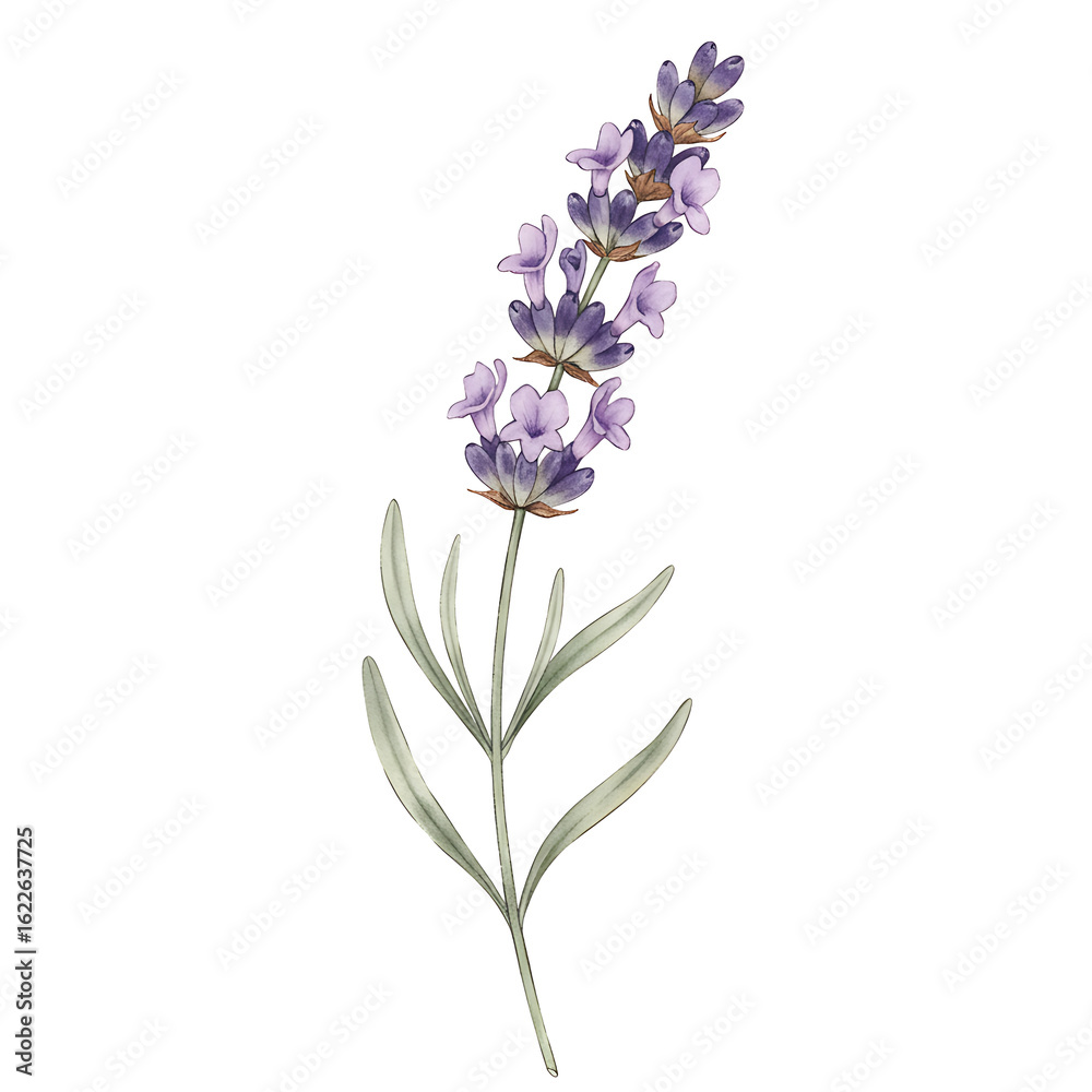 Obraz premium Delicate watercolor lavender sprig.