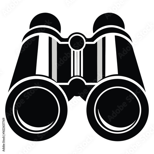 Black and White Binoculars Graphic Illustration For Outdoor Adventures and Exploration Purposes