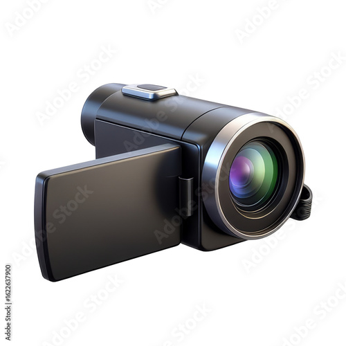Camcorder 3D Icon with glossy minimal emoji style, isolated PNG object on transparent background