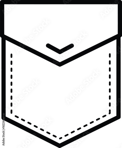Pocket Outline: A simple, minimalist illustration of a pocket, perfect for design projects. This image would bring simplicity and functionality to any design.