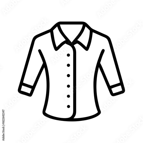 Outline of a blouse with buttons and three-quarter sleeves  