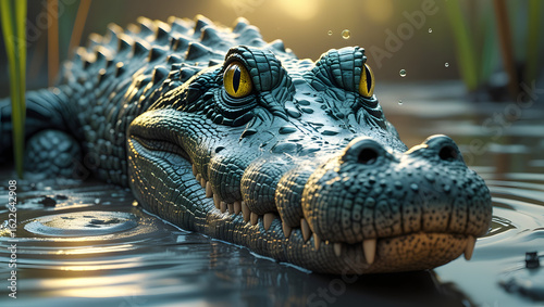 Wild Crocodile Face Close-Up – Ultra Detailed Wildlife Photography