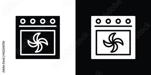 Convection turbofan stove icon set Vector Design for mobile concept and web design.