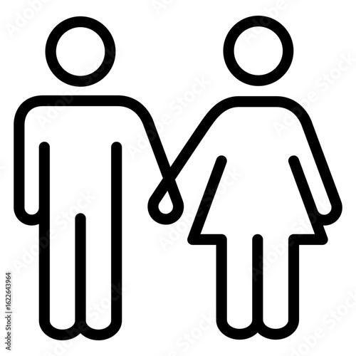 Día de san Valentín. Pareja tomados de la mano. Icono hombre y mujer de la mano con líneas 